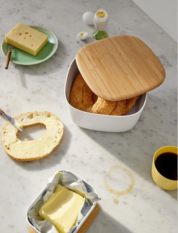 BOX-IT Brotkasten L Weiß mit Bambusdeckel von RigTig