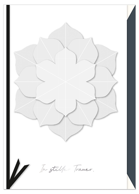 Trauerkarte Papierblüte / Band geprägt von Artebene  