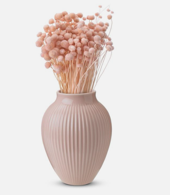 Knabstrup Vase mit Rillen Rosa | 20 cm